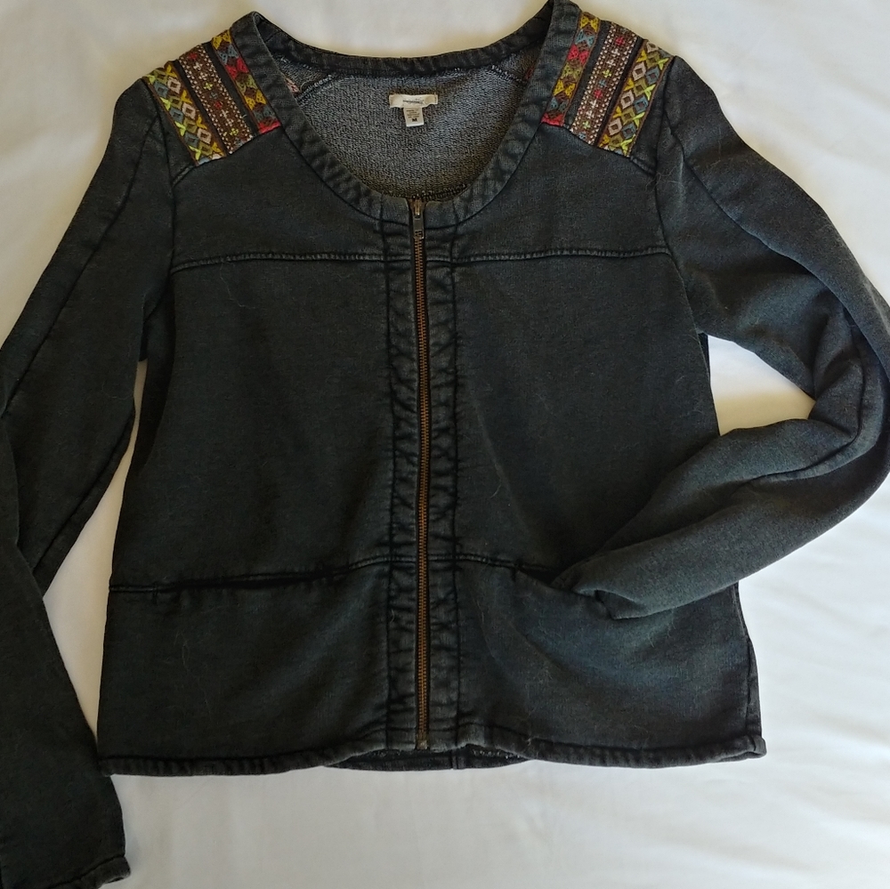 Black Ecoté Anthropologie jacket with pockets